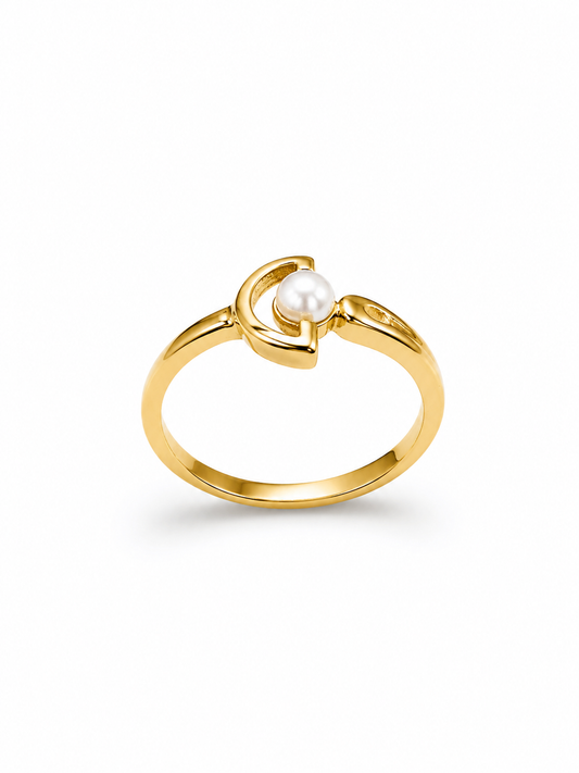 9K Gold Pearl Heart Twist Ring (Size -11)
