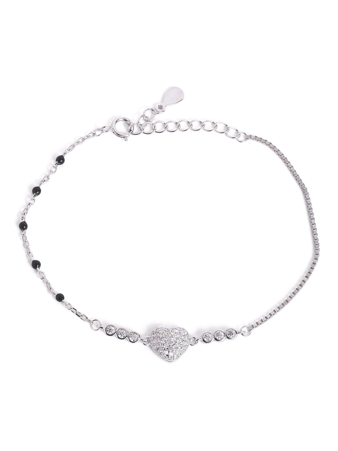 925 sterling silver mangalsutra bracelet with black beaded chain