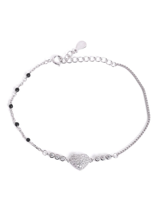 925 sterling silver mangalsutra bracelet with black beaded chain