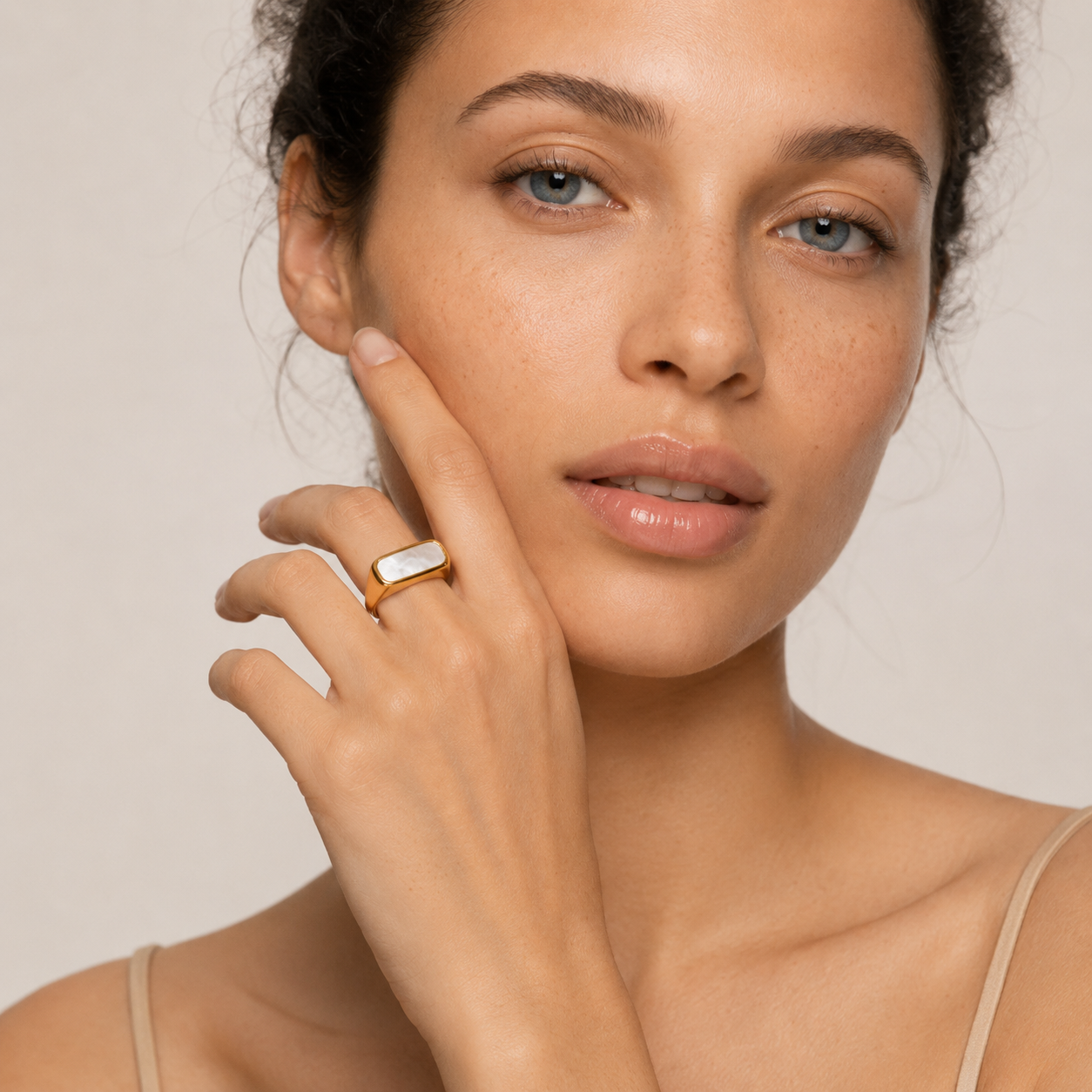 Demi Fine Mother-of-Pearl Signet Ring