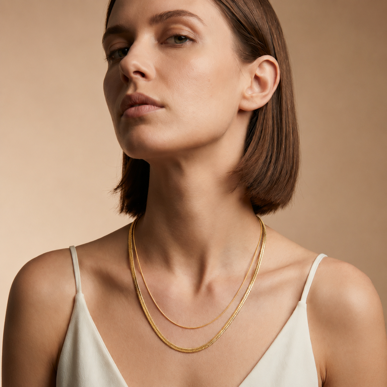 Demi Fine Layered Herringbone Necklace