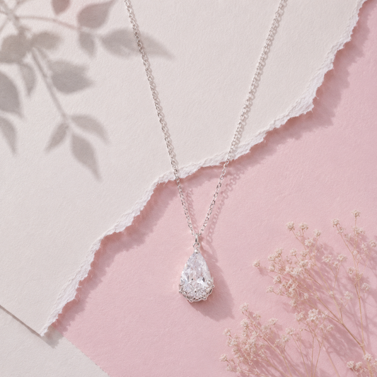 Silver Graceful Spark Drop Necklace