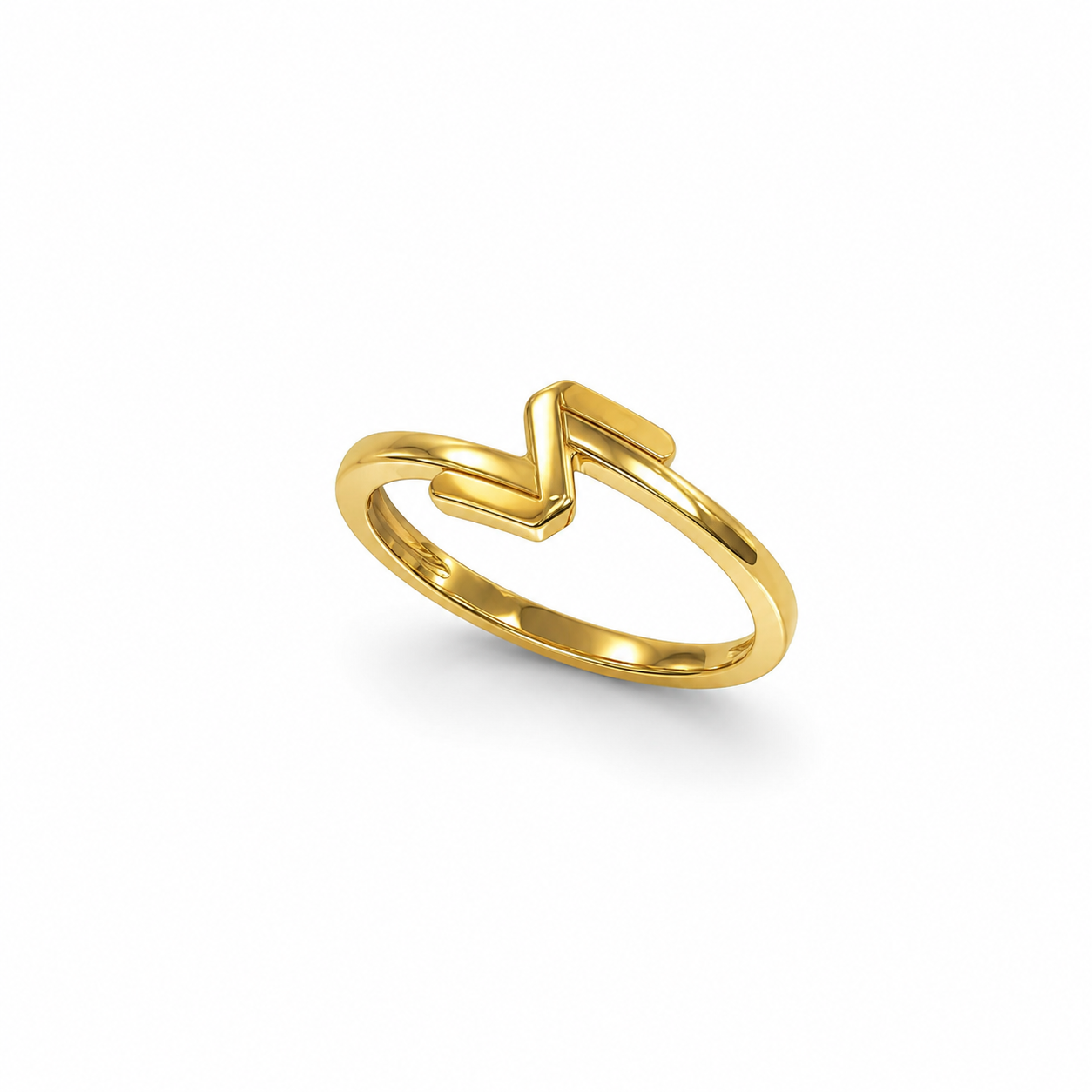 9K Gold Chevron Minimal Ring (Size - 12)