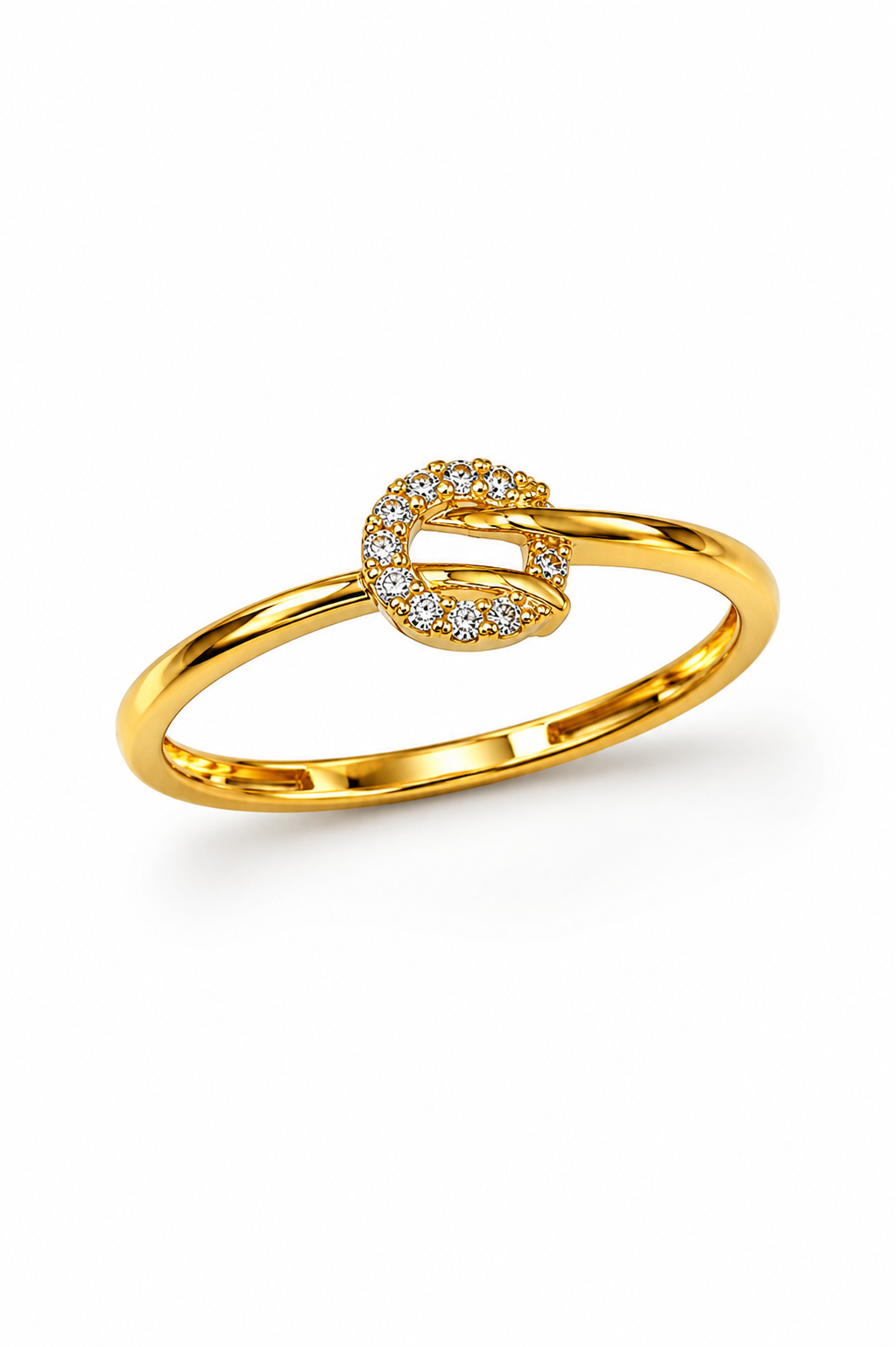 9K Gold Elegant Swirl CZ Ring (Size -11)