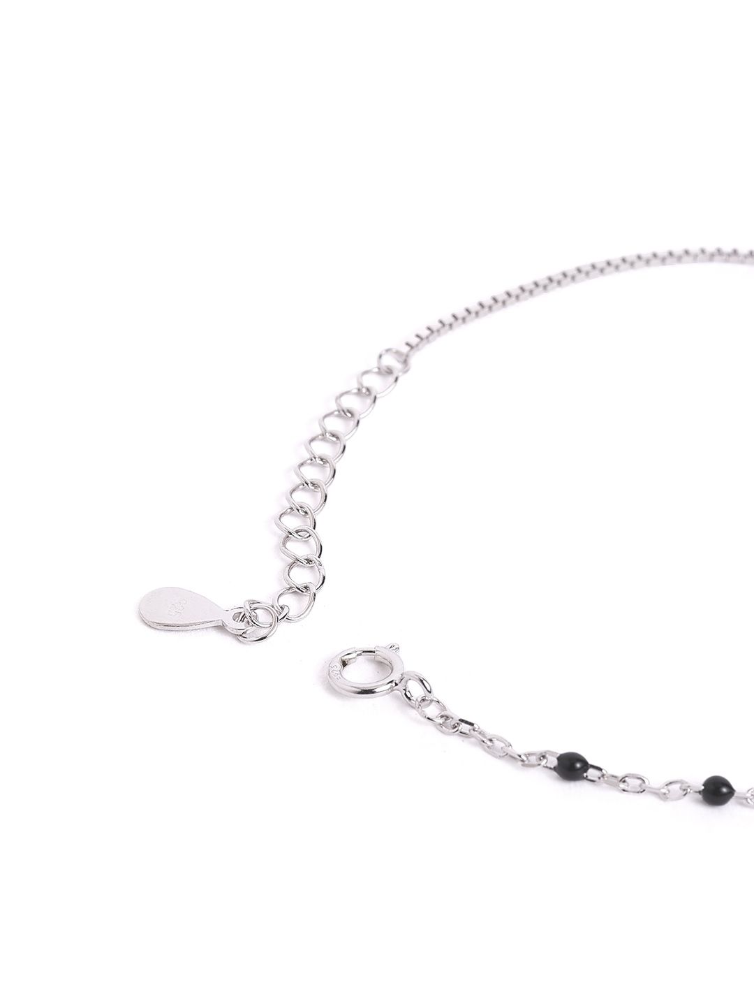 925 sterling silver mangalsutra bracelet with black beaded chain