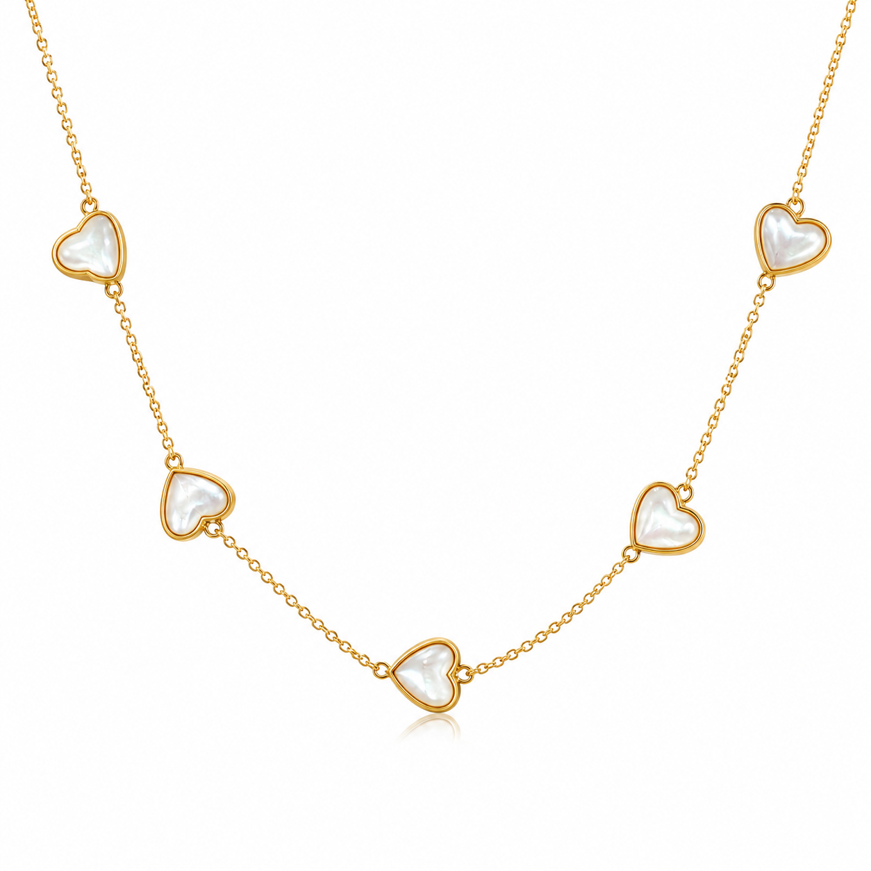 Amour Pearl Heart Station Necklace