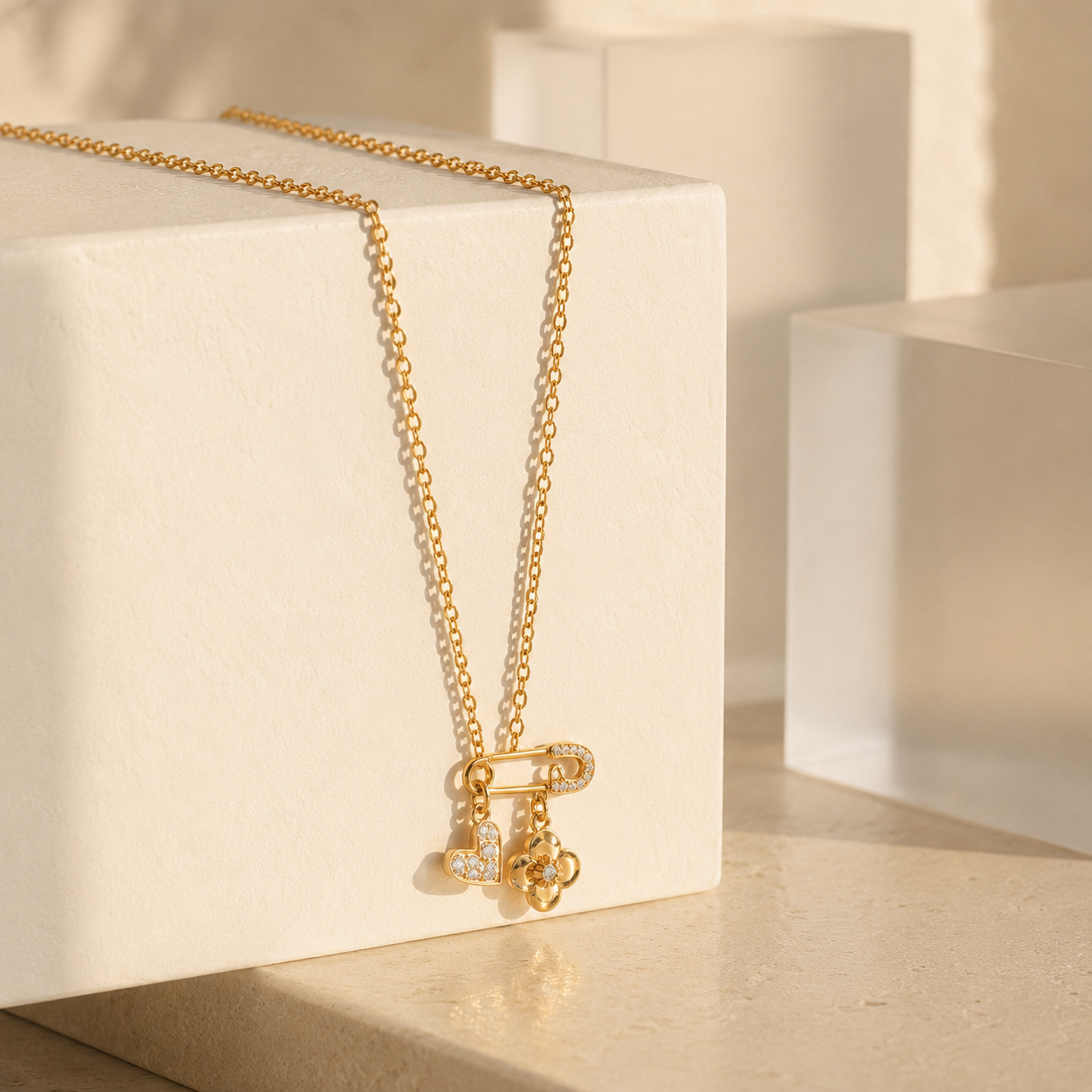 Demi Fine Heart & Floral Charm Necklace