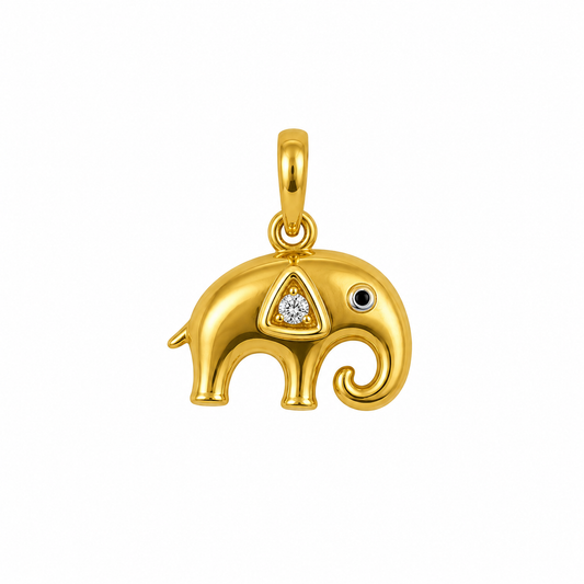 9K Gold Lucky Elephant Diamond Pendant