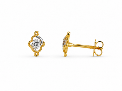 CZ Floral Swirl Stud Earrings