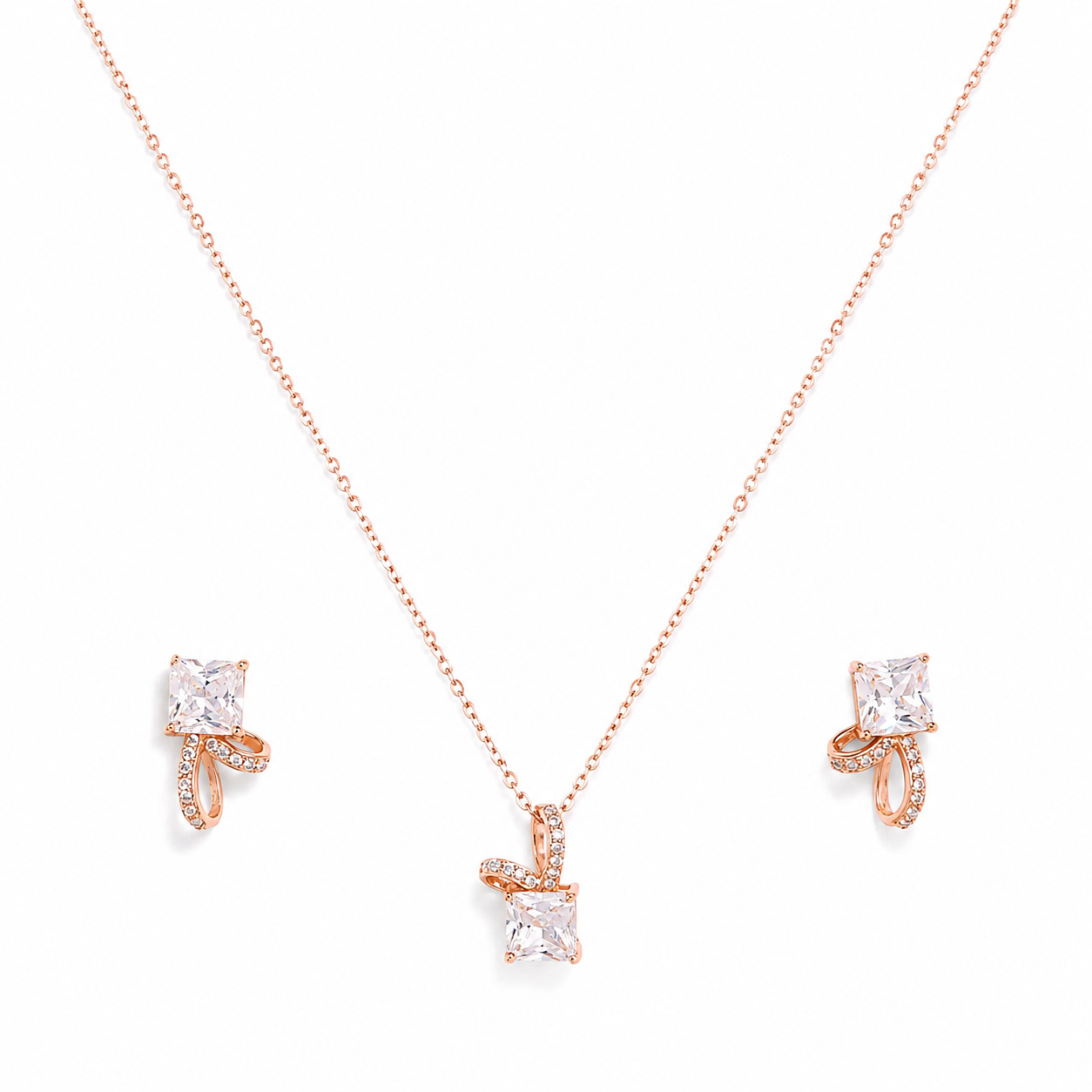 925 Silver Blush Bow Sparkle Jewelry Set