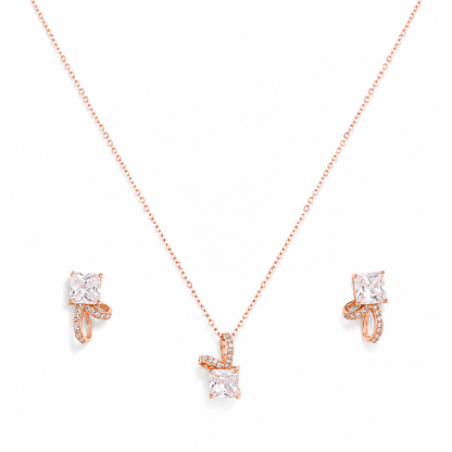 925 Silver Blush Bow Sparkle Jewelry Set