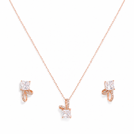 925 Silver Blush Bow Sparkle Jewelry Set