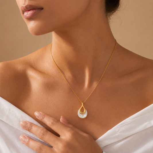 Demi Fine Mother of Pearl Teardrop Necklace