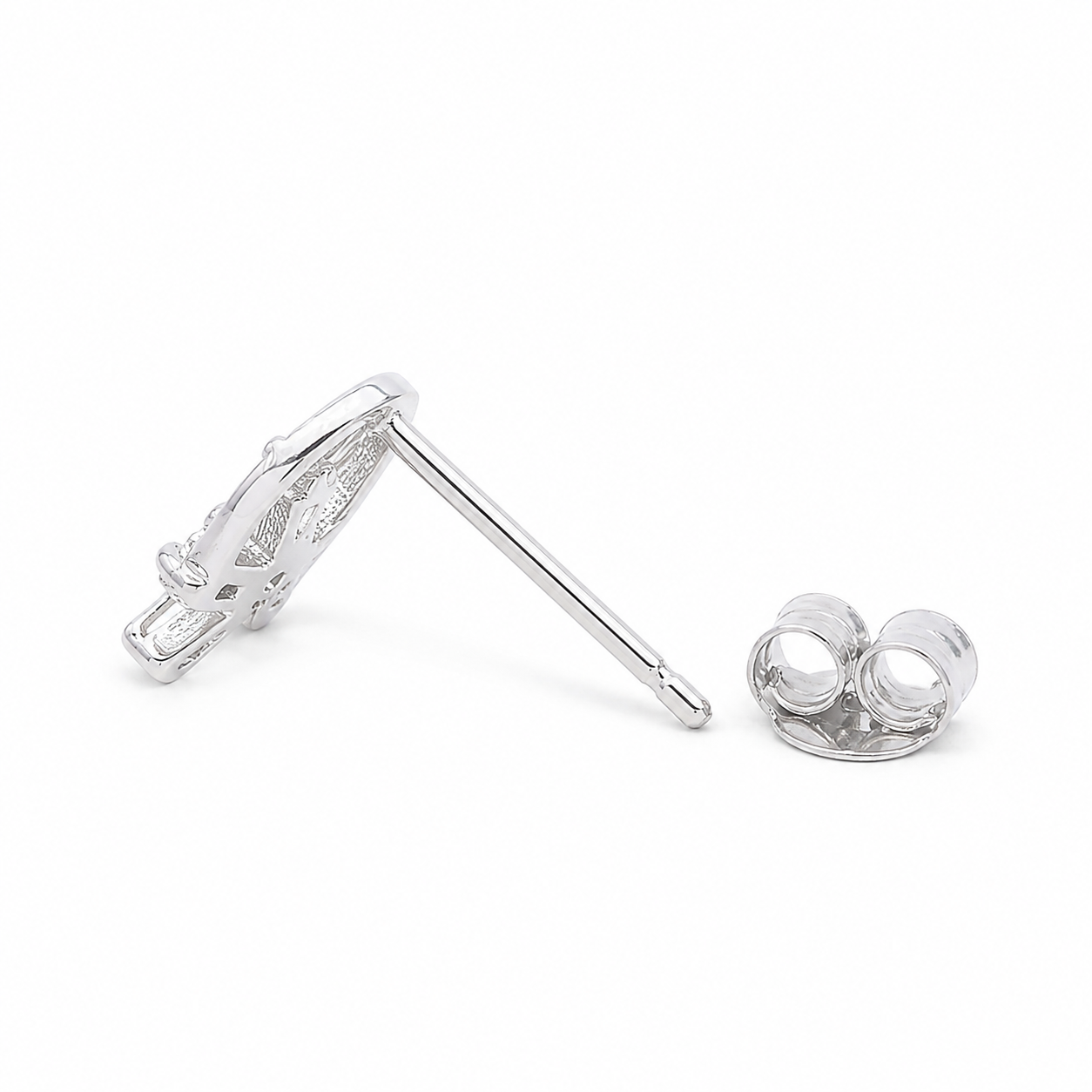 Silver Crystal Flower Ring Stud