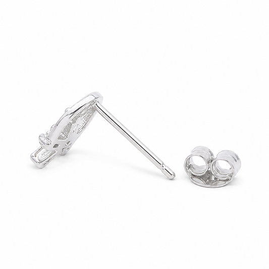 Silver Crystal Flower Ring Stud