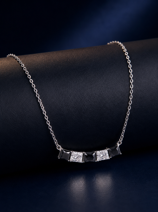 925 Silver Midnight Prism Five-Stone Bar Necklace