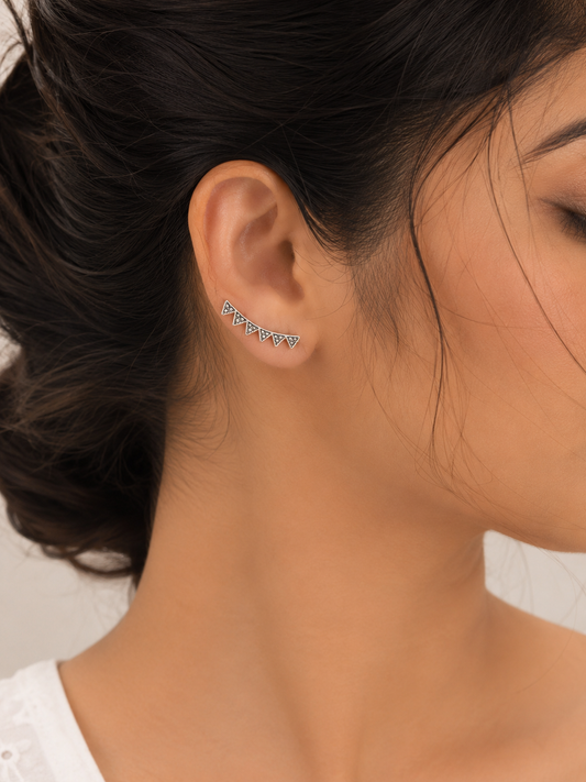 924 Silver Eclipse Triangle Earrings
