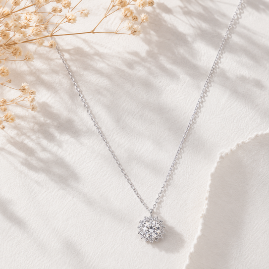Silver Minimal Round Halo Necklace