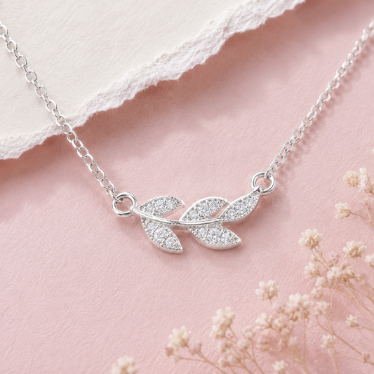 Silver Graceful Leaf Spark Necklace