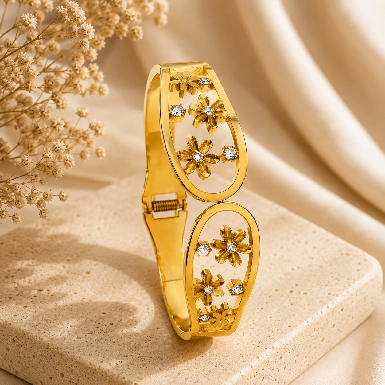 Demi Fine Floral Sparkle Cuff Bracelet