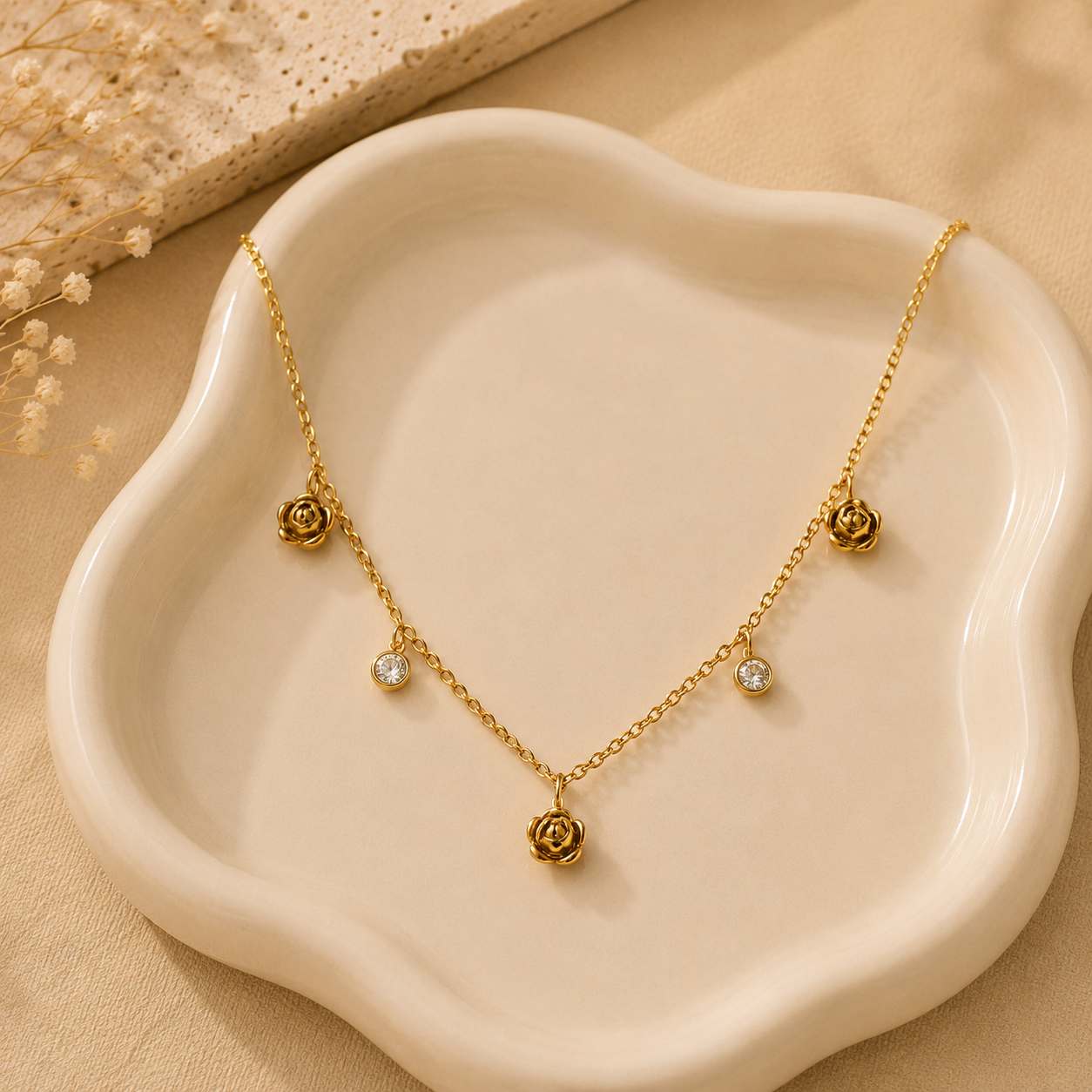 Golden Bloom Station Necklace