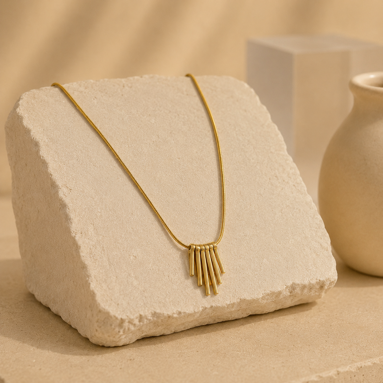 Radiant Cascade Bar Pendant Necklace