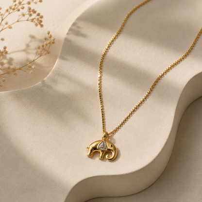 9K Gold Lucky Elephant Diamond Pendant