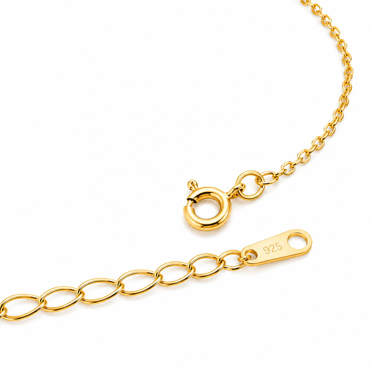 925 Silver Serpent Curve Crystal Gold Necklace