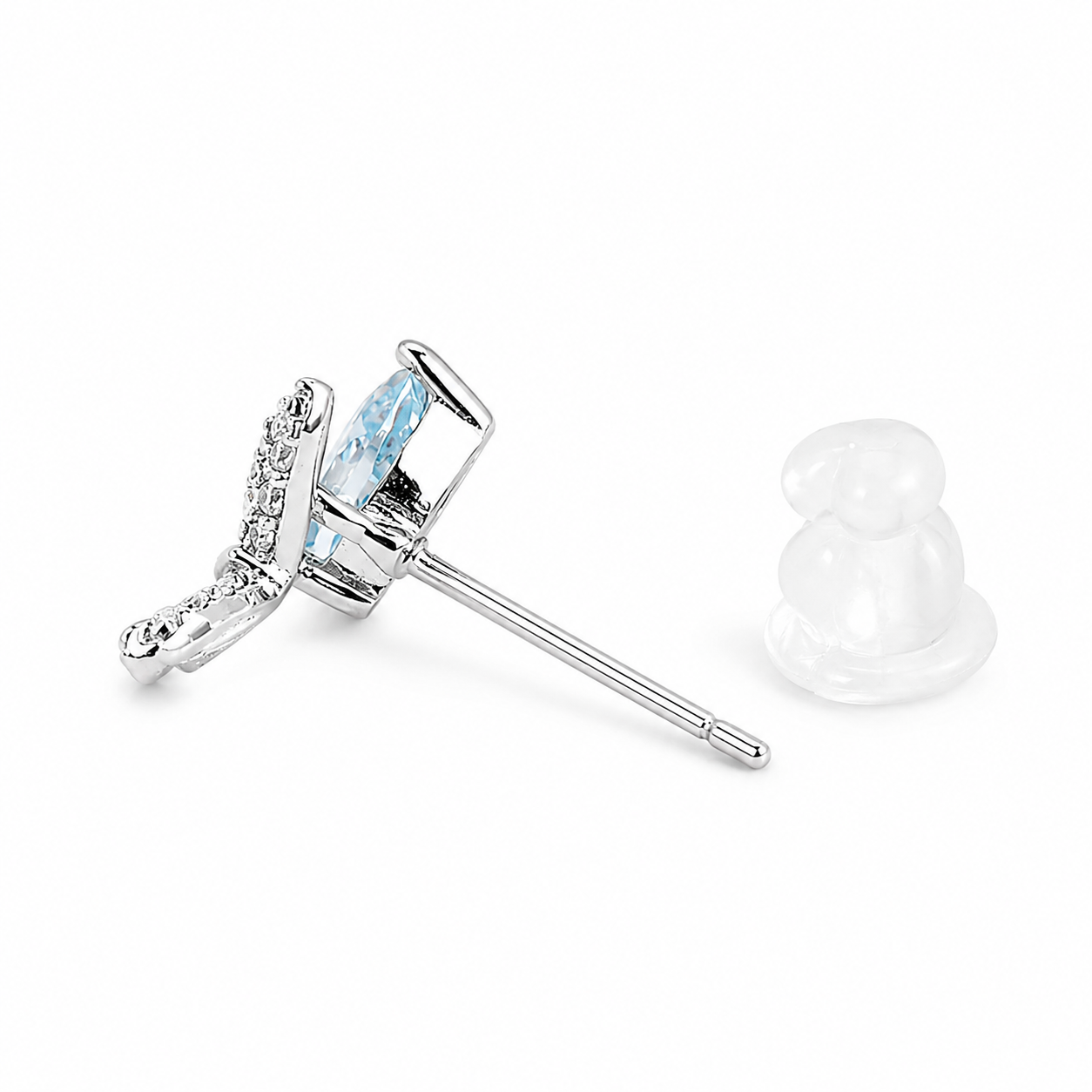 Silver FrostWing Aqua Spark Studs