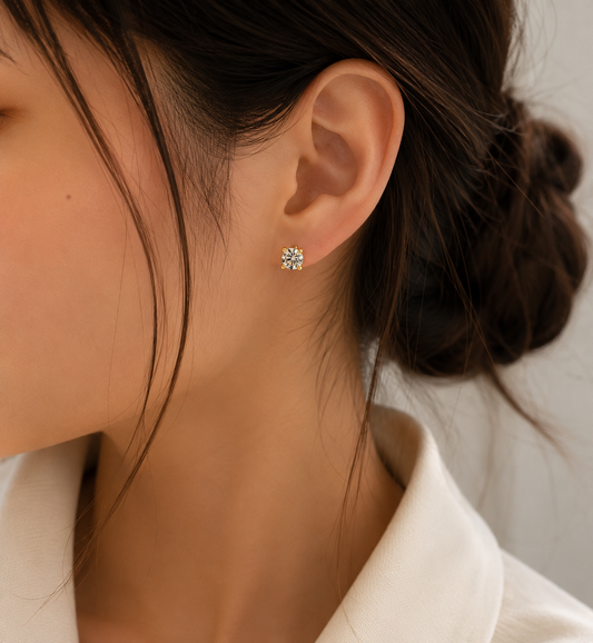9K Gold Classic Solitaire Stud Earrings