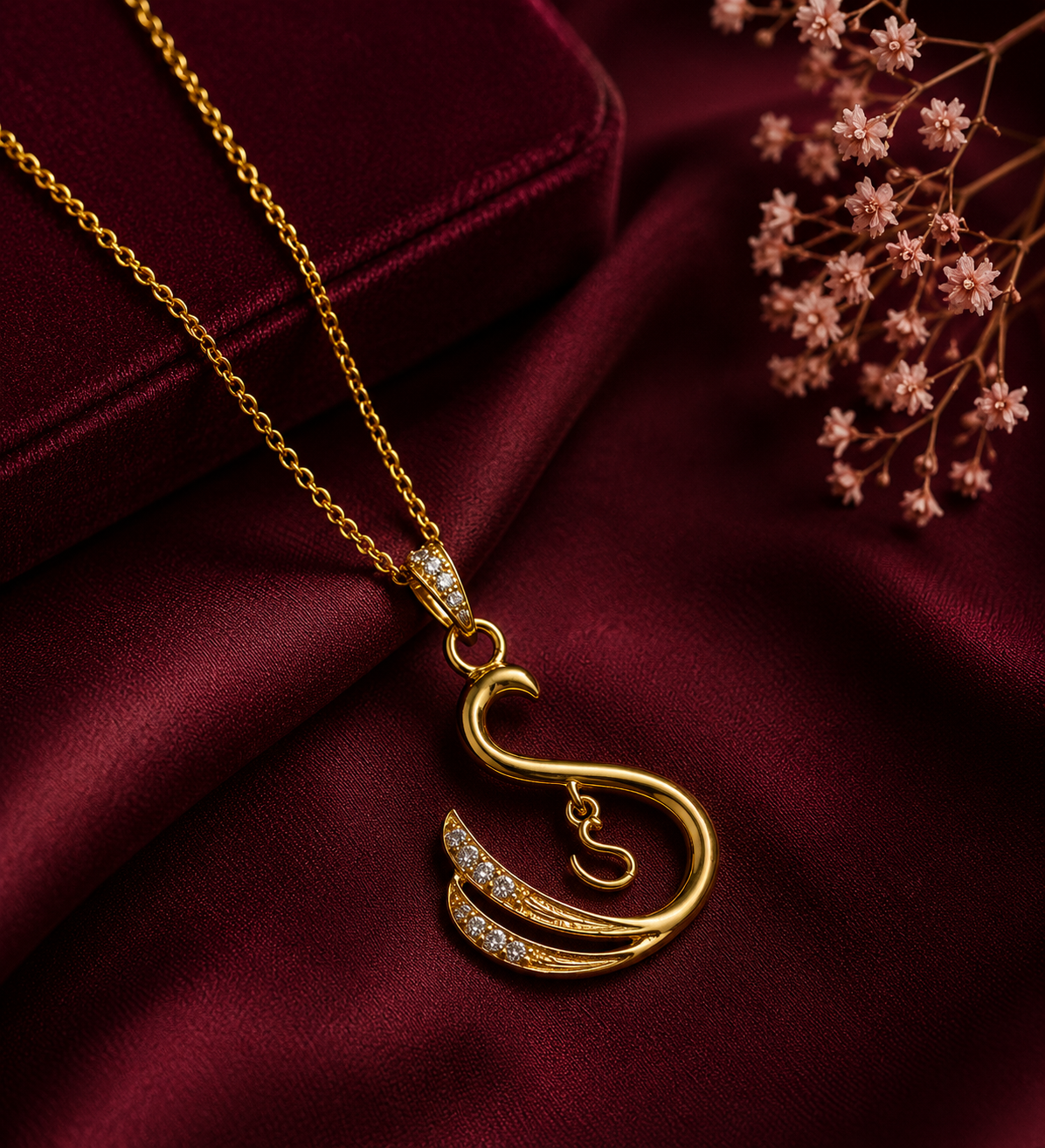 9K Gold Elegant “S” Initial Pendant
