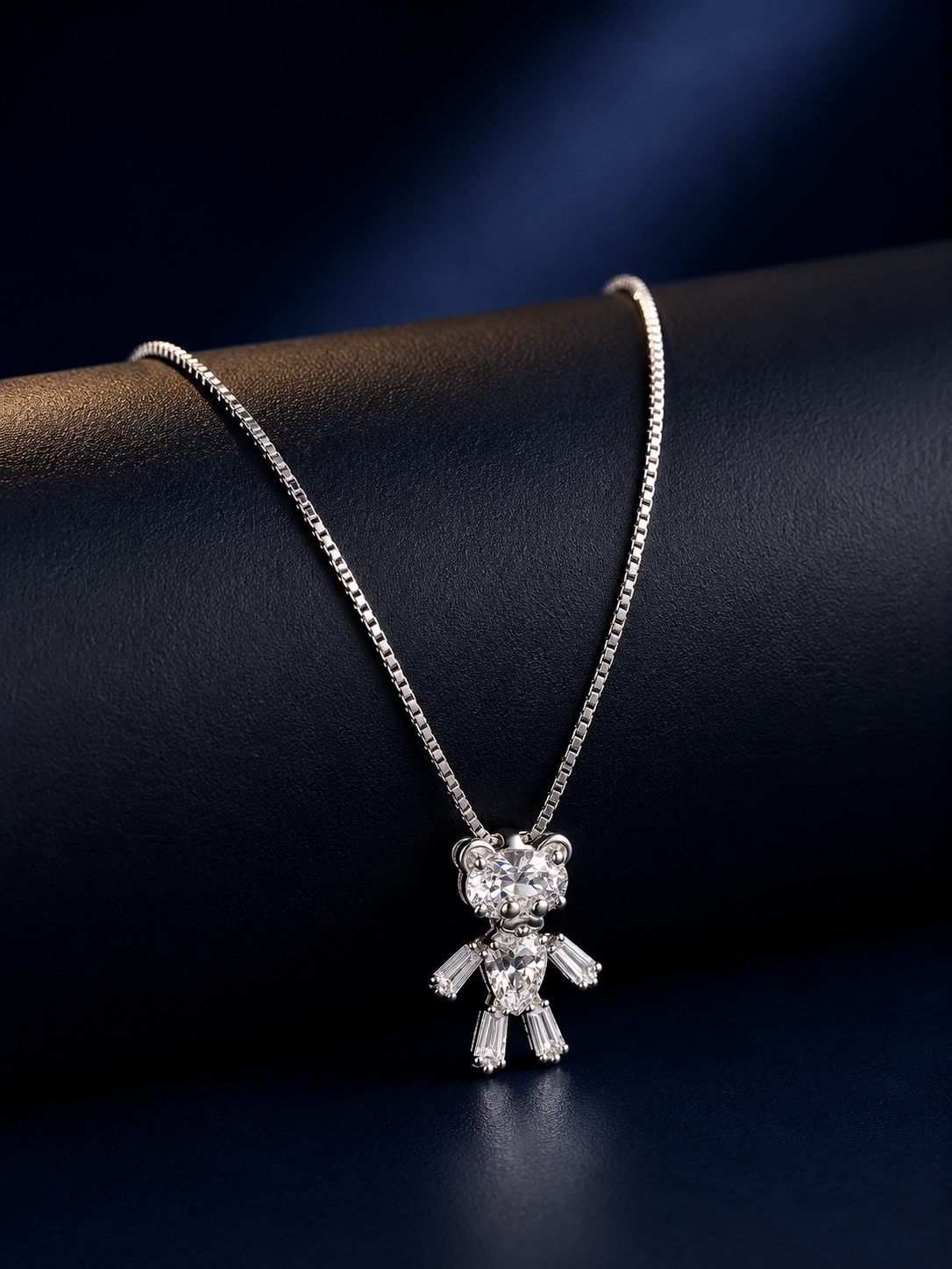 925 Silver Designer Teddy Bear Pendant Chain