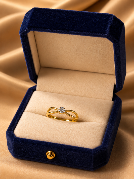 9K Gold Diamond Infinity Ring (Size - 13)
