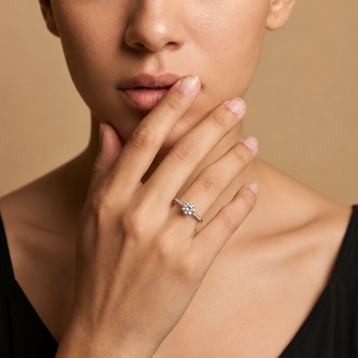 Silver Sparkle Solitaire Ring