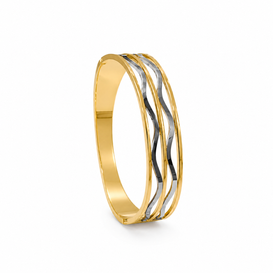 Dual Tone Wave Cuff Bracelet
