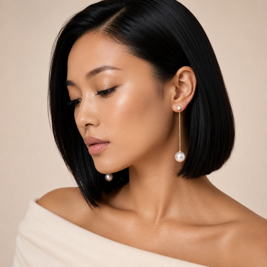Demi Fine Crystal & Pearl Drop Chain Earrings