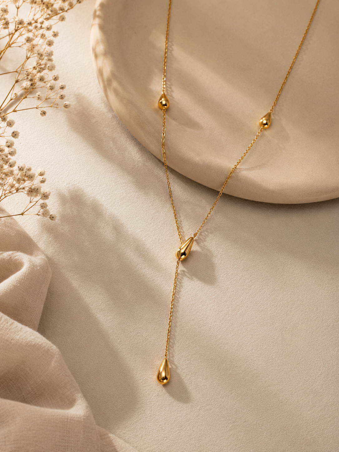 Demi Fine Golden Teardrop Y Necklace