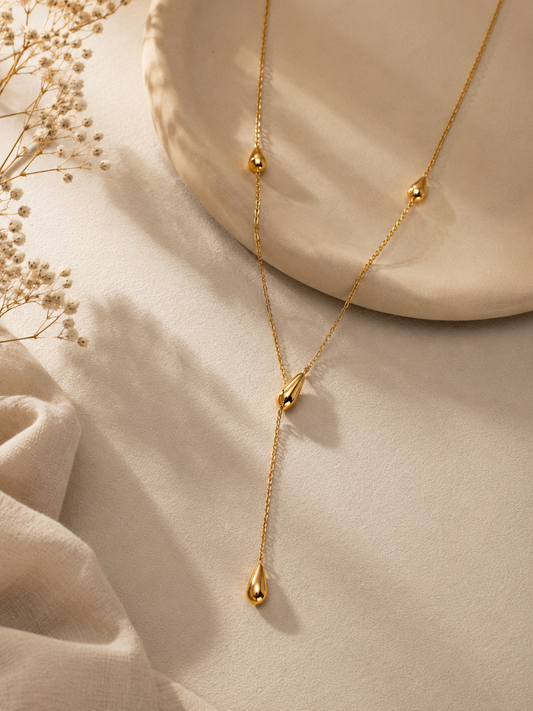 Demi Fine Golden Teardrop Y Necklace