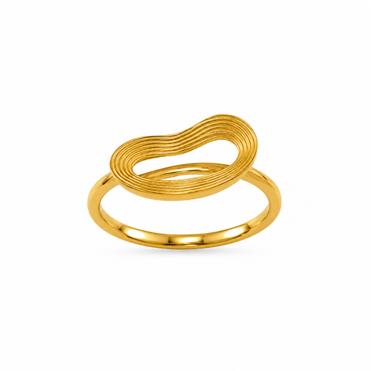 9K Gold Abstract Loop Ring (Size- 12)