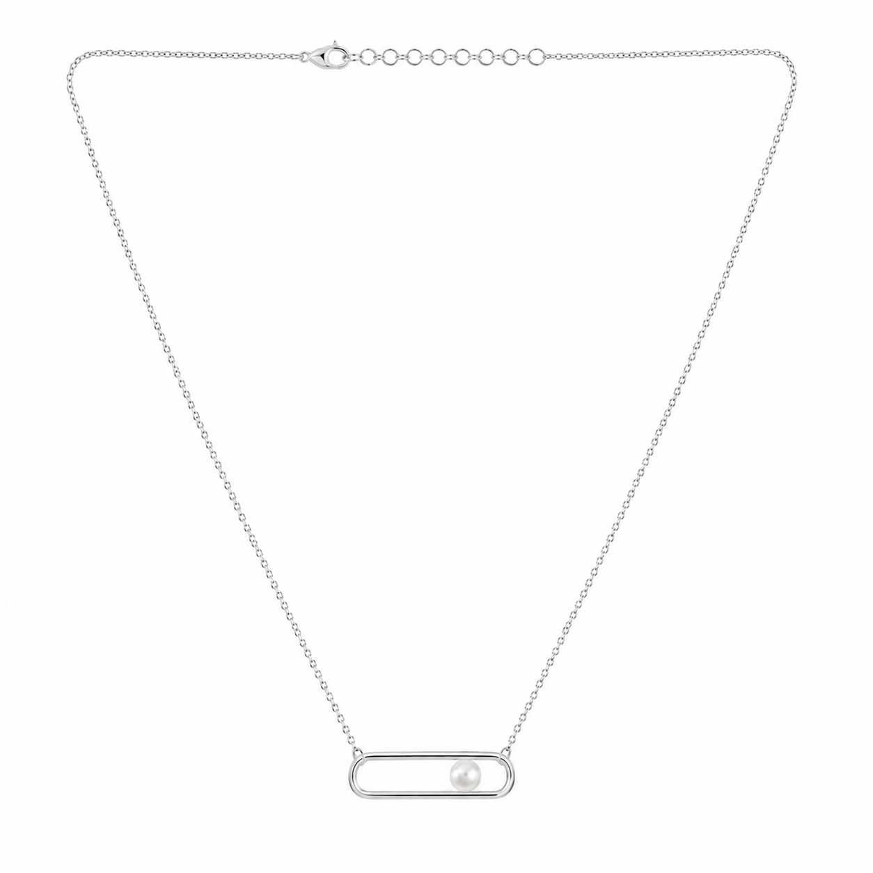 Silver Pearl Bar Necklace