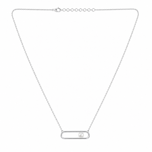Silver Pearl Bar Necklace