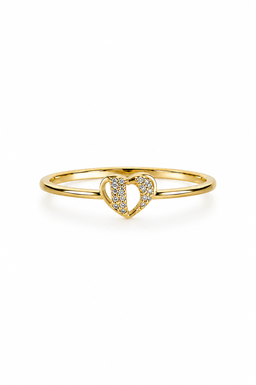 9K Gold Sparkling Heart Ring (Size -11)