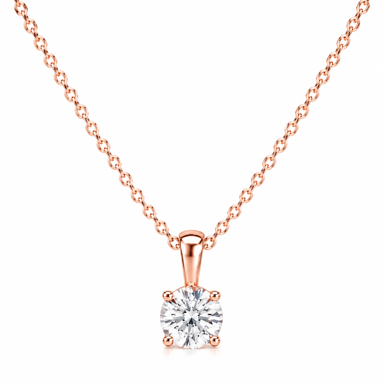 Silver Solitaire Rose gold Platted Necklace