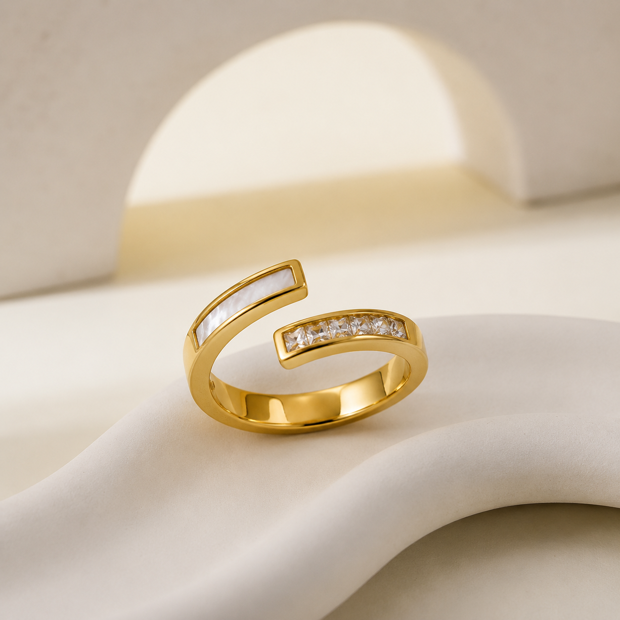 Demi Fine Crystal & Mother-of-Pearl Open Ring