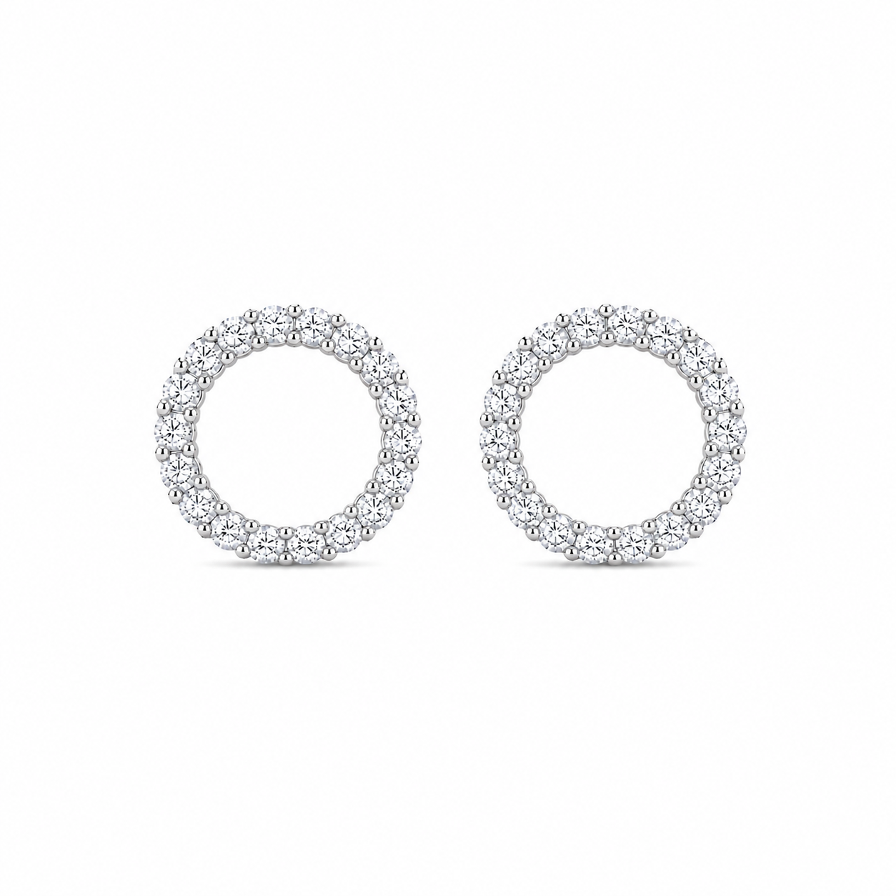 Silver Circle Halo Stud Earrings