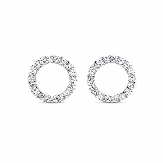 Silver Circle Halo Stud Earrings