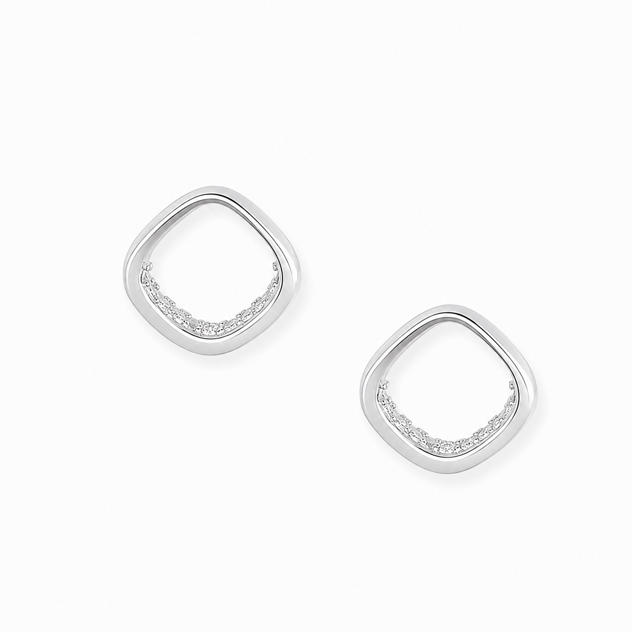Silver Minimal Square Frame Stud