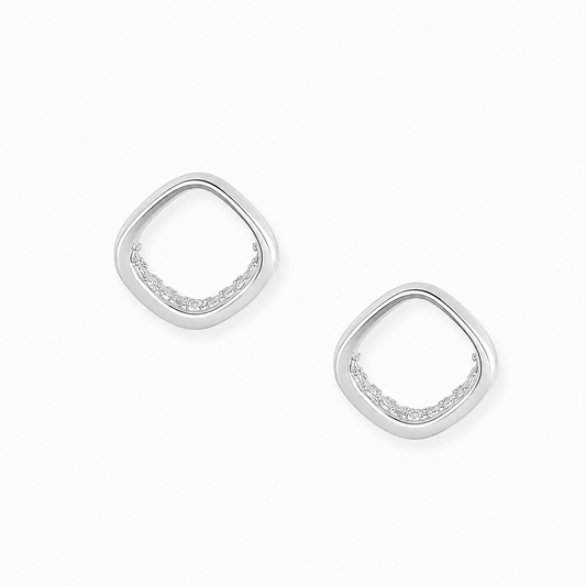 Silver Minimal Square Frame Stud