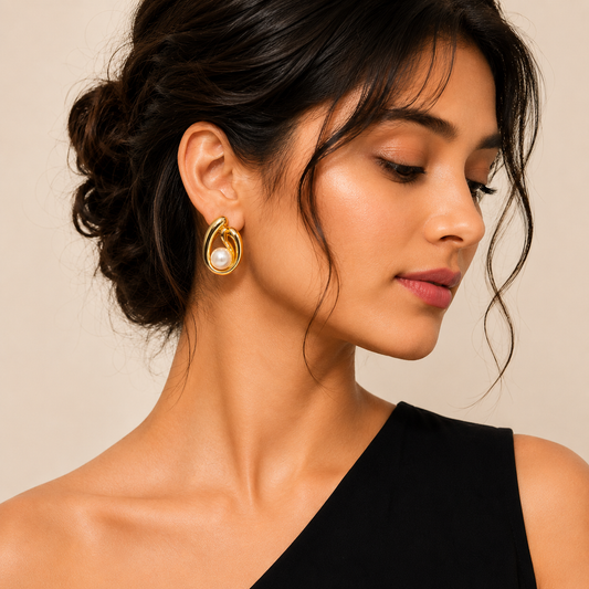 Demi Fine Pearl Embrace Hoop Earrings
