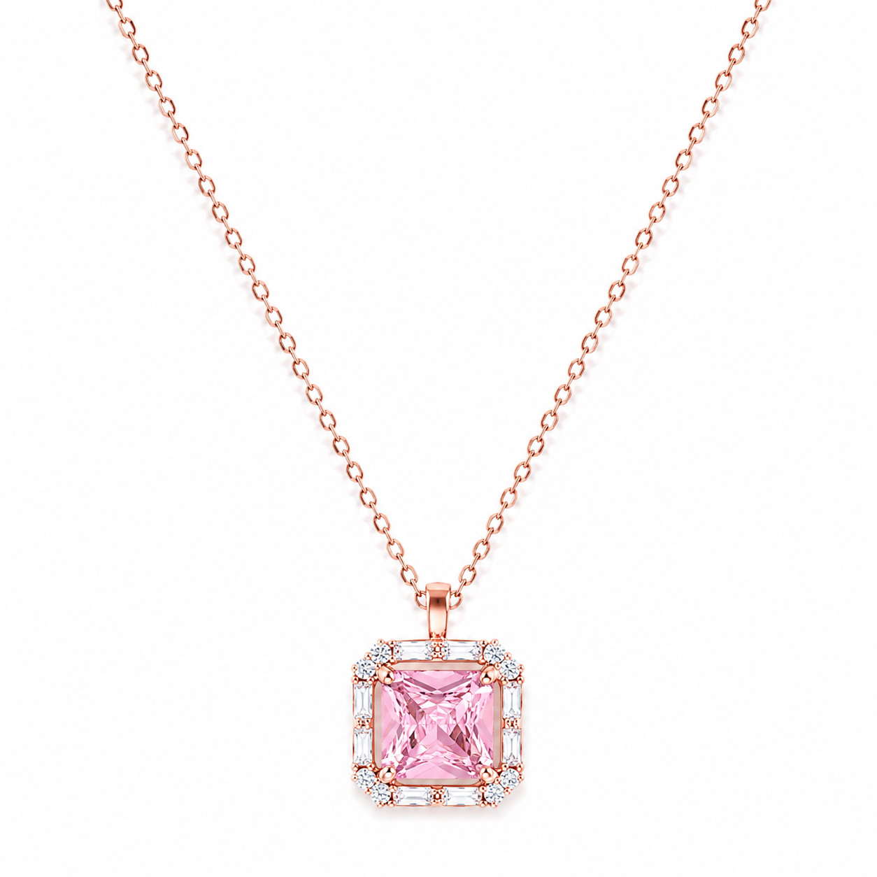 Silver Soft Pink Brilliance Necklace
